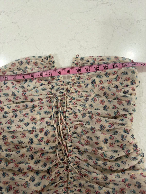 Zara Pale Floral Halter Ruched Mini Dress - Image 10
