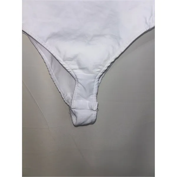 Zara Asymmetric one Sleeve Backless White Structure Bodysuit Large Minimalist - Image 16