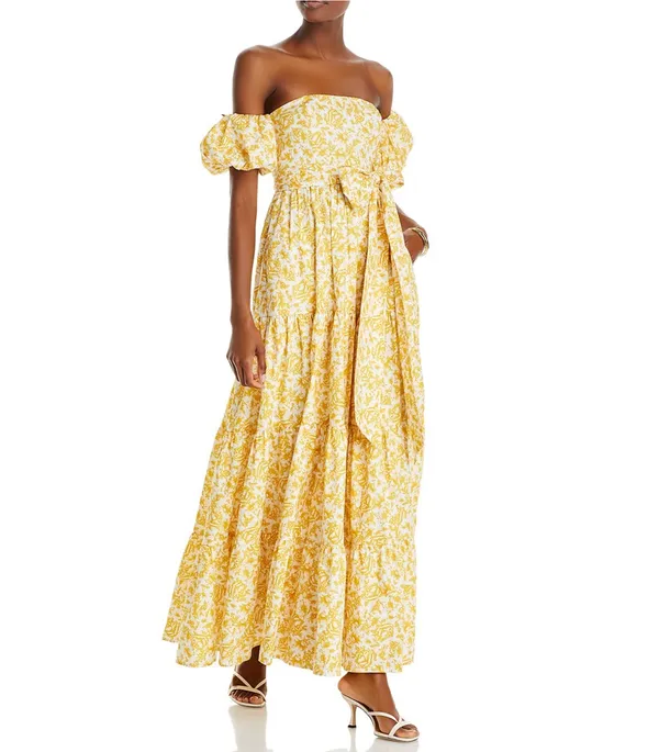 AQUA Floral Off-The-Shoulder Maxi Dress - Image 2
