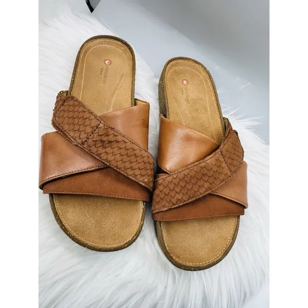 Clarks Rosilla Derby Women’s Leather Sandals Dark Tan Combi Unstructured Size 7 - Image 2