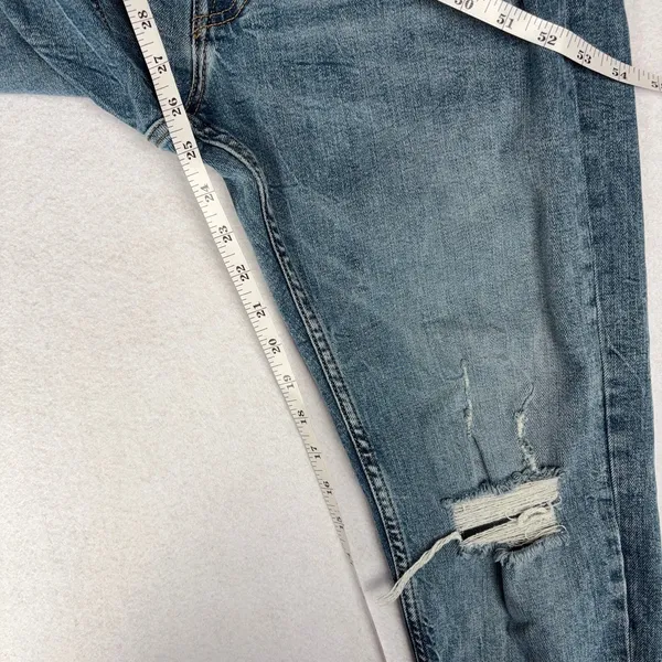 ZARA Distressed Skinny Jeans Women's 34 Blue Curvy Mid Rise Button Fly Casual - Image 5