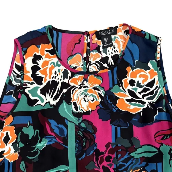 Rachel Zoe Abstract Floral Tank Top Blouse in Multi, Size L​​​ - Image 2