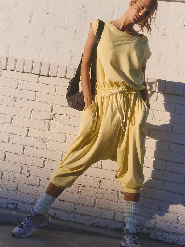 Free People Hot Shot Harem Onesie - Sunlit Yellow - Image 4