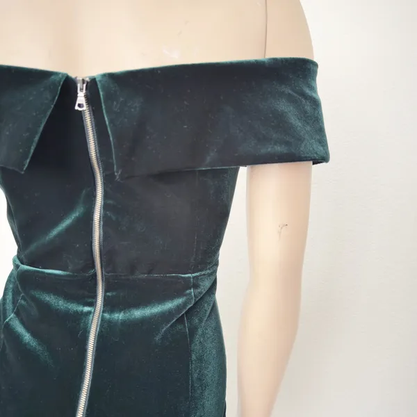 [Bardot] Emerald Green Velvet Off The Shoulder Bella Sheath Midi Dress Small 6 - Image 9