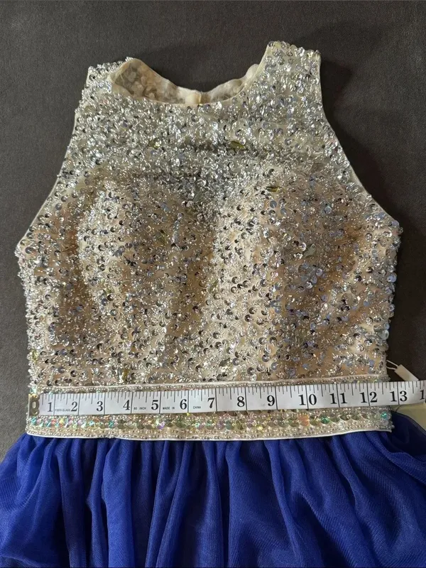 Women’s Embellished Sequin Beaded Bodice Royal Blue Tulle Party Dress Size 2 NWT - Image 10