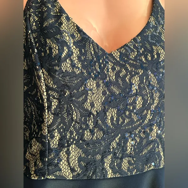 Windsor Juniors Navy Lace & Sequin Bodice Flared Cocktail Party Prom Dress SZ 9 - Image 8