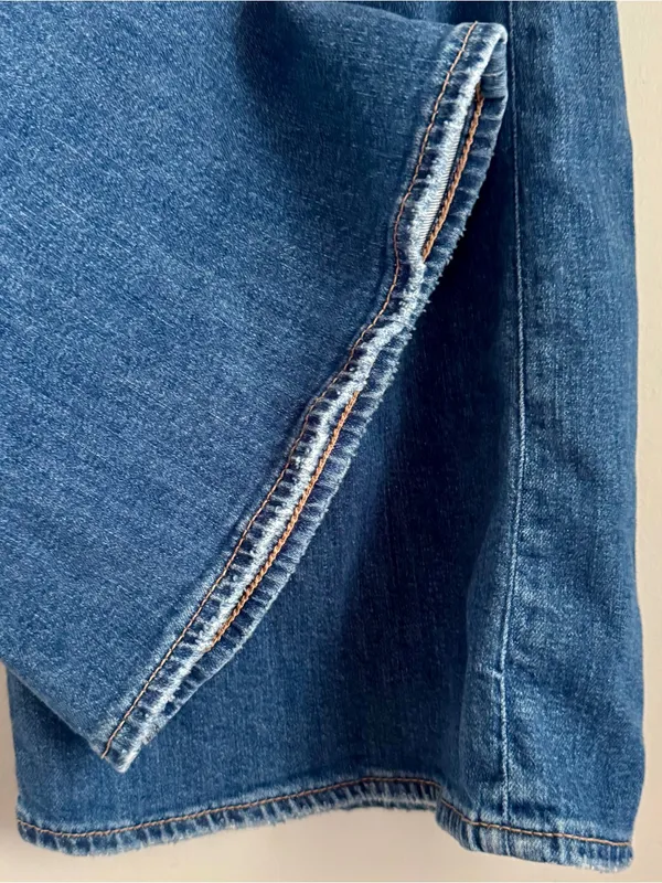 American Eagle Super High Rise Baggy Wide Leg Stretch Distressed Jeans 12 Long - Image 4