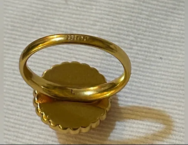 Christian Dior Petit CD Baroque Ring Gold-Finish Metal, Pink Crystals - Image 9