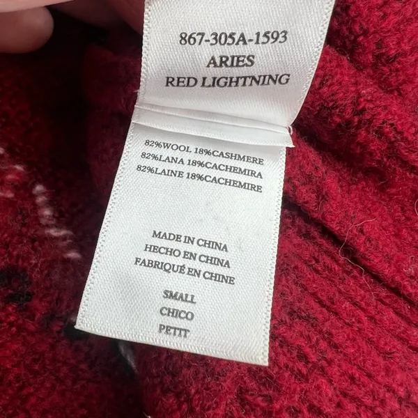 Rails Aries Lightning Bolt Wool Cashmere Blend Sweater Cozy‎ Red White sz M - Image 8