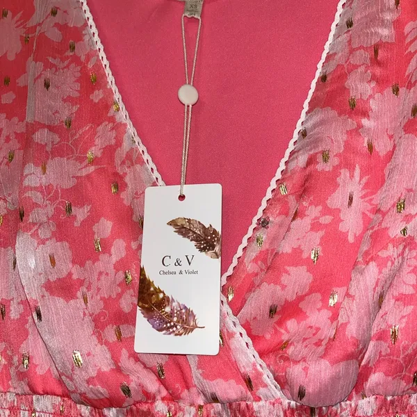 Chelsea & Violet Coral Pink Floral Smocked Mini Dress - Image 9