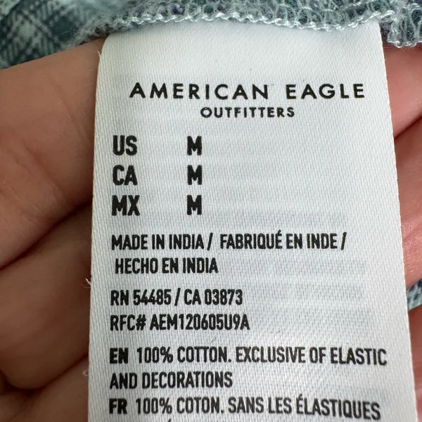 American Eagle Plaid Mini Dress Smocked Long Sleeve Square Neck Gingham Babydoll - Image 10