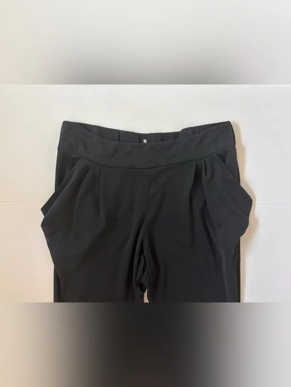 Free People Black Slouchy Harem Pants Draped Pocket Cropped Tapered - Image 2