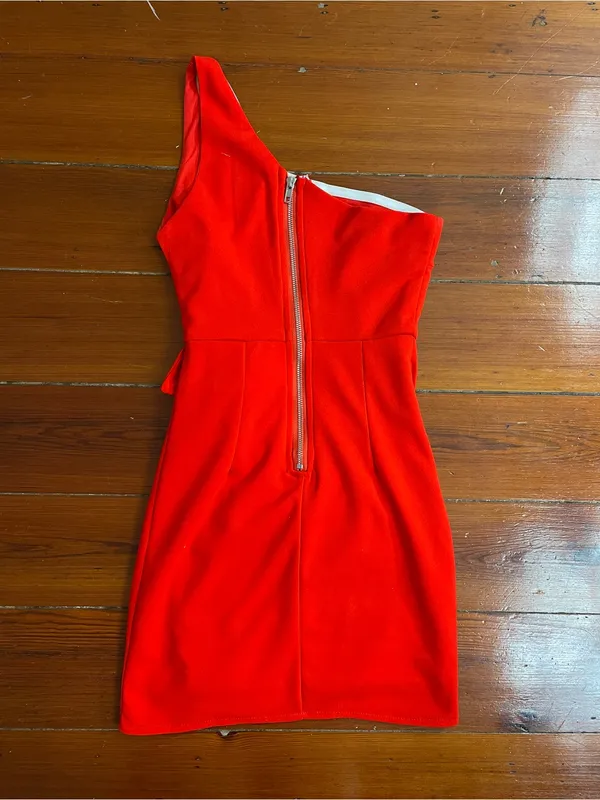Hello Molly Backstage Passes One Shoulder Red Ruffle Mini Dress Sz XS 💚🎀 - Image 6