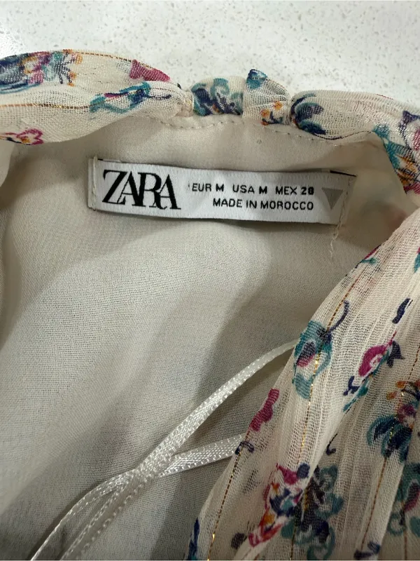 Zara Pale Floral Halter Ruched Mini Dress - Image 6