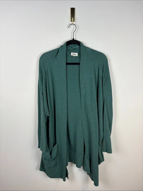 Pact Airplane Wrap Cardigan 100% Organic Cotton Womens XL XXL Green - Image 3