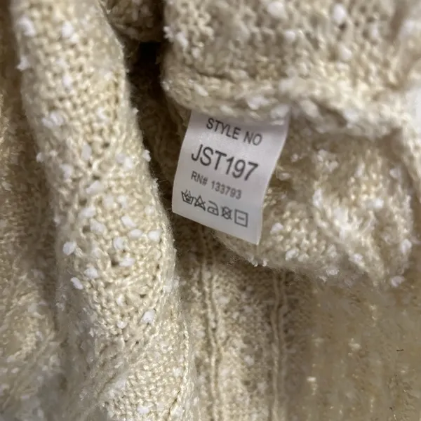 POL Women's Size Medium Sweater‎ Pullover Cable Knit Oversized Loose Fit Cream - Image 7