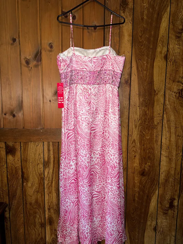 Nightway Pink zebra prom dress Y2K - Image 2