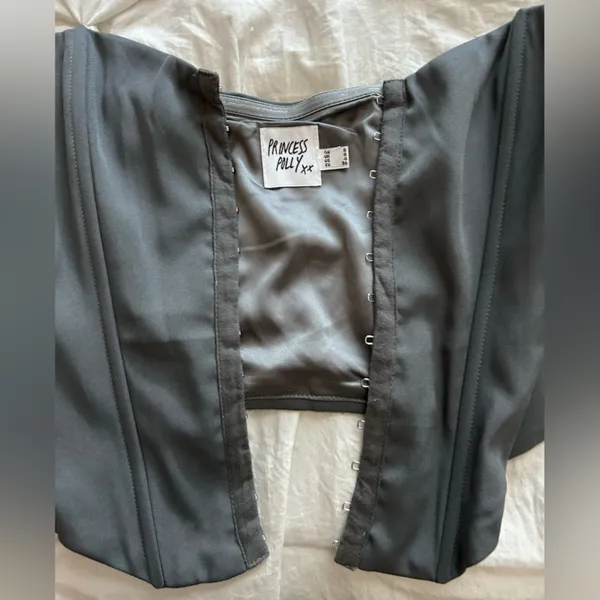 Princess Polly Charcoal Satin Corset Top 4 - Image 3