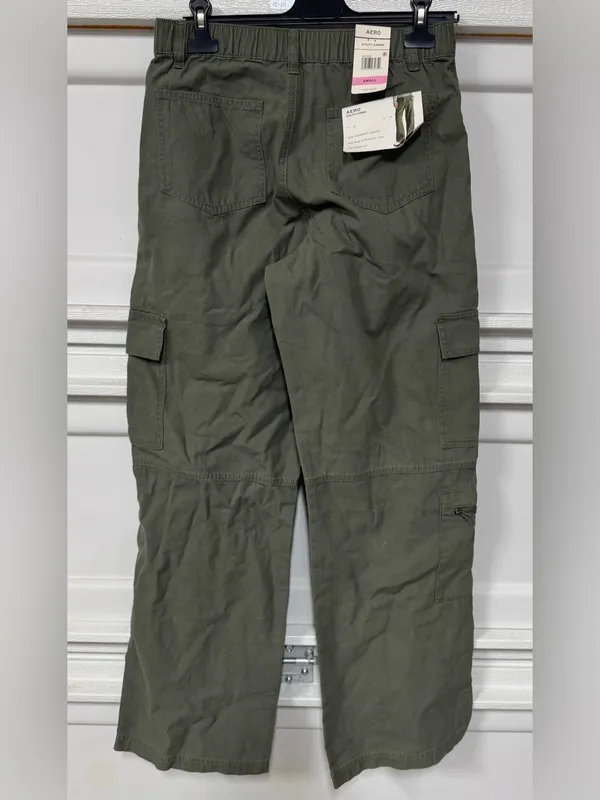 Aeropostale Y2K Mid Rise Cargo Pants Straight Leg Green Small Baggy New - Image 4