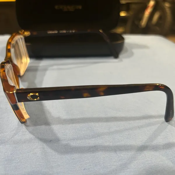 Coach Black and Brown Tortoise Frame Eyeglasses Frame and Coach Hard Case only. - Image 14
