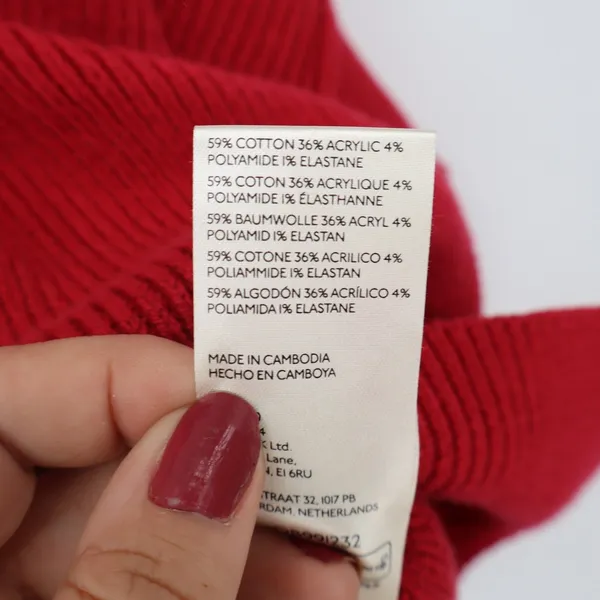 Free People Sweater Womens XS Easy Street Red Oversized Ribbed Knit Excellent - Image 5