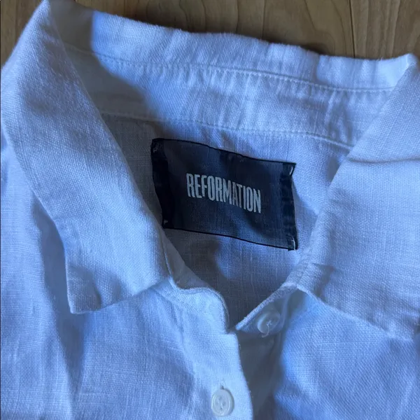 Reformation White Casual Button Down Shirt - Image 2