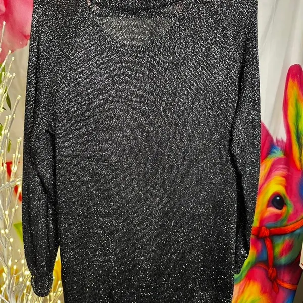 S130. Cupio - Black sparkly long sleeve top - Image 3