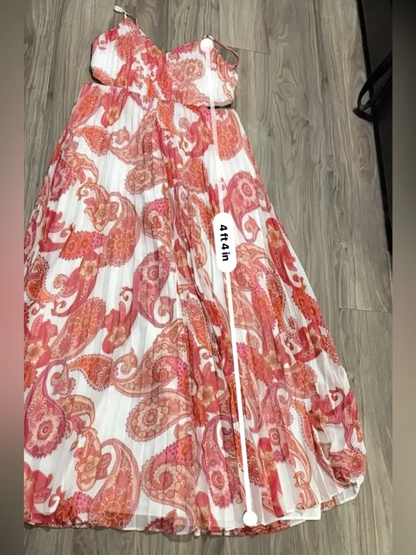Express Pink & Orange Paisley Cutout Maxi Dress - Image 11