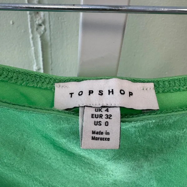 Topshop Green Satin Bias Cut Midi Skirt High Waisted Emerald US 0 - Image 6