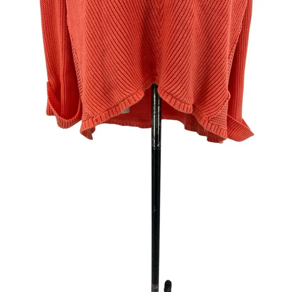 Free People La Brea Sweater V-Neck Ribbed Cuffed‎ Sleeve Coral Orange Size Large - Image 6