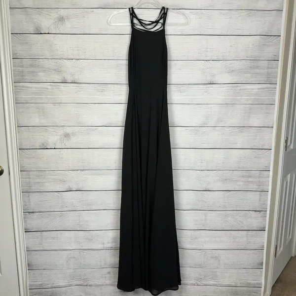 Lulus Strappy To Be Here Black‎ Lace-Up Maxi Dress Size Medium Black Backless - Image 3
