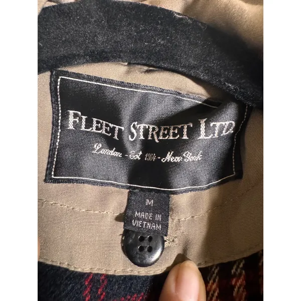 Fleet Street Ltd Womens Black Tan Plaid Lined Hooded Anorak Jacket Size M - Image 3