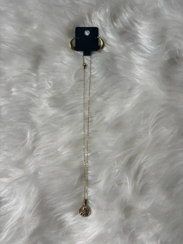 Dainty 18k gold plates rosemary necklace with earrings - Image 3