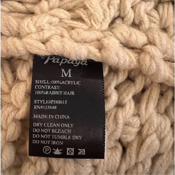 Papaya Chunky Knit Sweater Vest Cream Faux Fur Trim Rabbit Hair Medium - Image 6