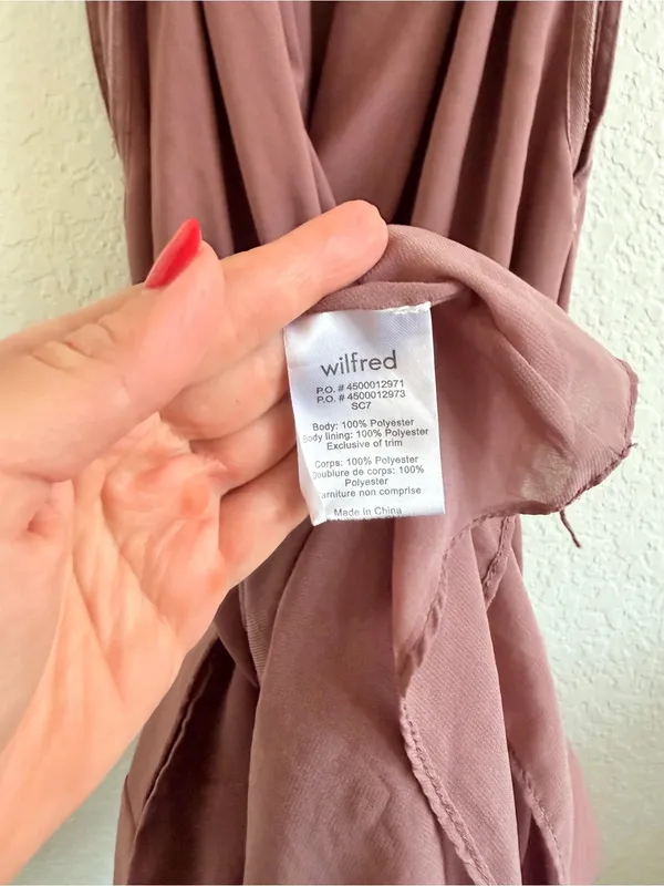 Aritzia Wilfred Sabine Sleeveless V Neck Mini Dress in Mauve Taupe Brown Small S - Image 6