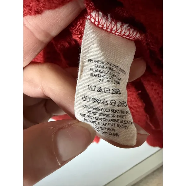Free People Drippy Ventura Top Women XS Rust Waffle Knit Thermal Boho Red Orange - Image 5