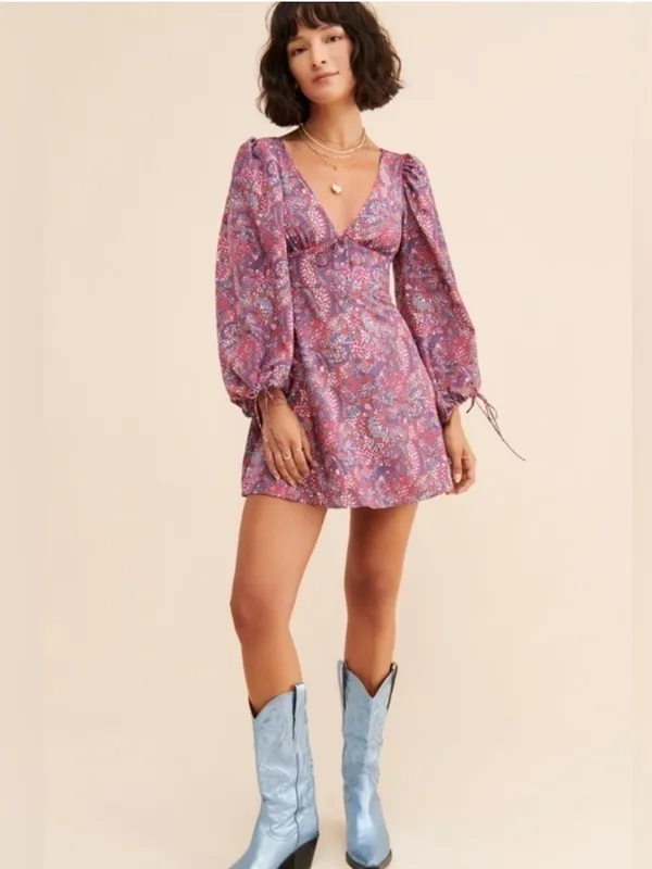 For Love And Lemons Tonya Long Sleeve Mini Dress Size Small - Image 13