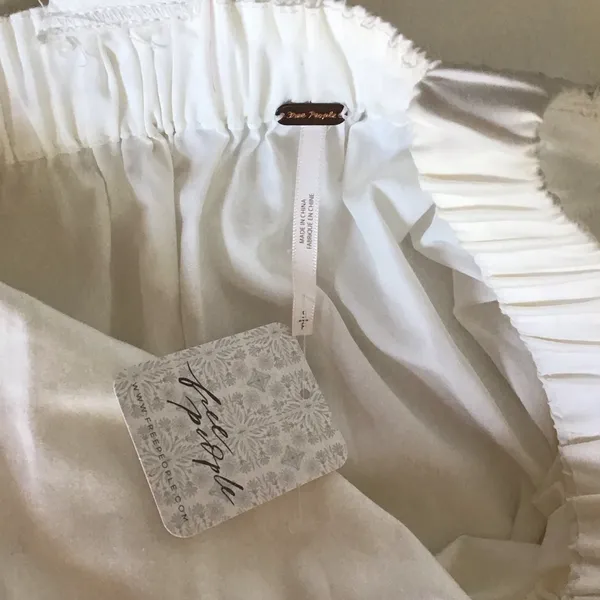 Free People Dress Small‎ White Back Strap A Line Half Sleeve Elastic Midi NWT - Image 3
