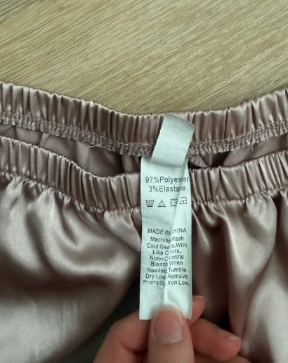 Blush Pink Satin Pajama Set with Black Piping — L - Image 10