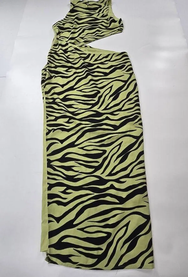 Superdown Ivana Cut Out Maxi in Green Zebra Medium - Image 12
