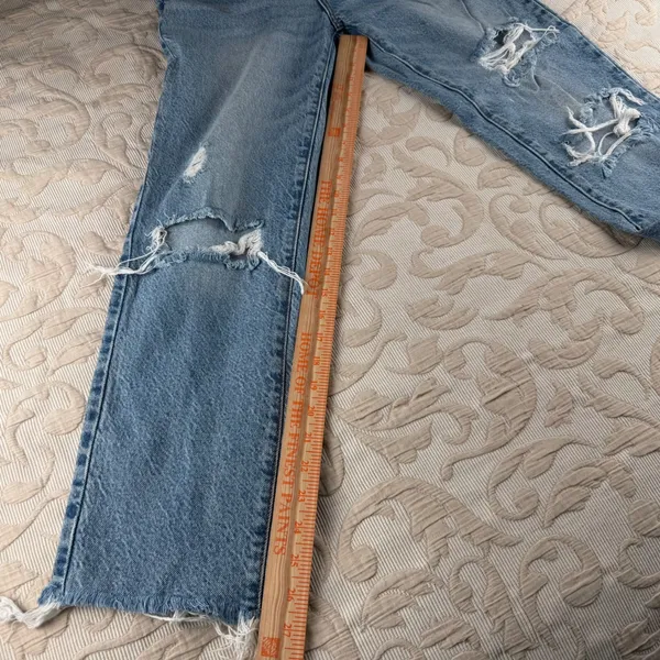 PacSun High Rise Straight Leg Distressed Jeans Light Wash Blue Size 23 - Image 9