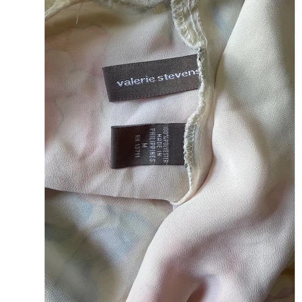 Vintage Valerie Stevens Sheer Pastel Floral Maxi Slip Dress Lace Trim Medium Y2K - Image 7