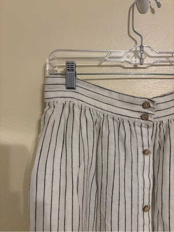 Rachel Zoe Linen Blend Striped Button Front Midi Skirt Size M - Image 6