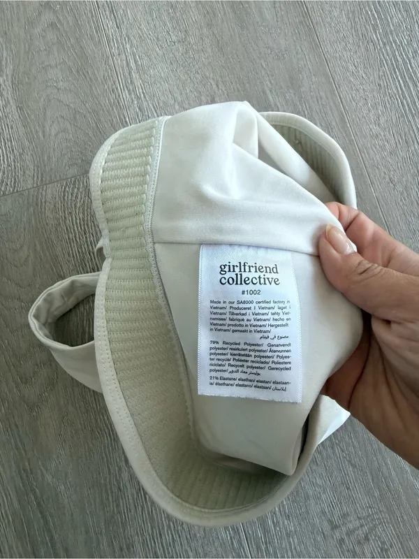 girlfriend collective White Scoop Neck Racerback Sports Bra - Image 3