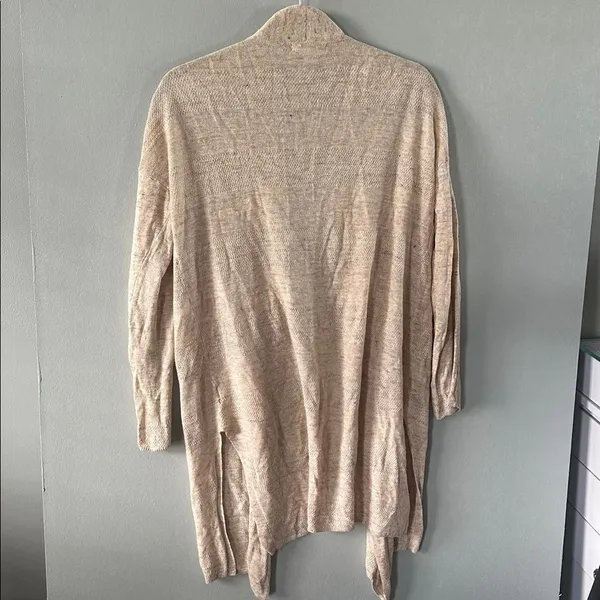 Cynthia Rowley Beige Open Front Knit Cardigan Long Sleeve Layering XS - Image 4