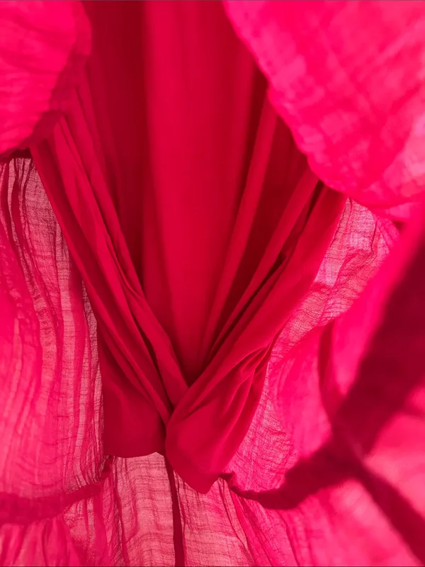 Blu Pepper Fuchsia Flutter-Sleeve Maxi Dress Medium - Image 5