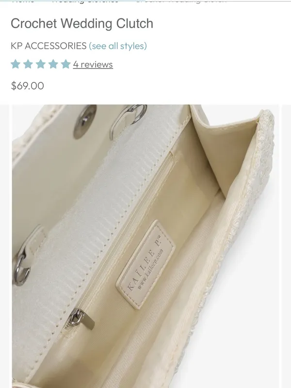 Crochet Wedding Clutch in Ivory - Image 2