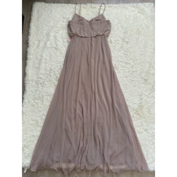 Birdy Grey Dress Gwennie Chiffon Maxi No Slit Pockets Taupe M NWT New - Image 4