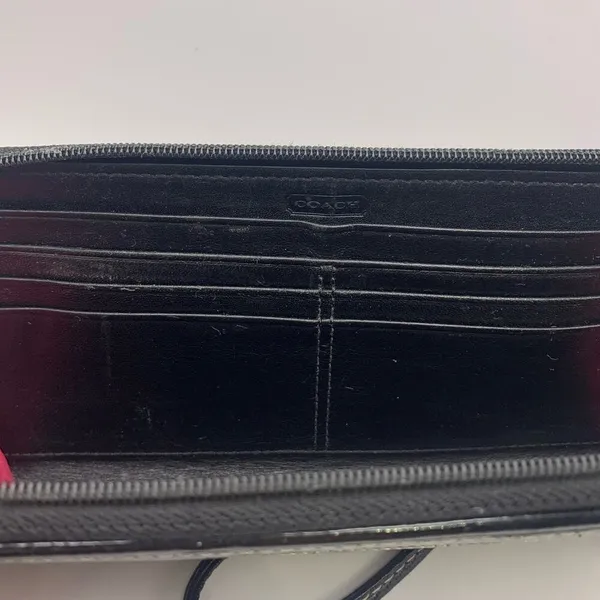 COACH Black Signature Canvas Wristlet Wallet - Image 7