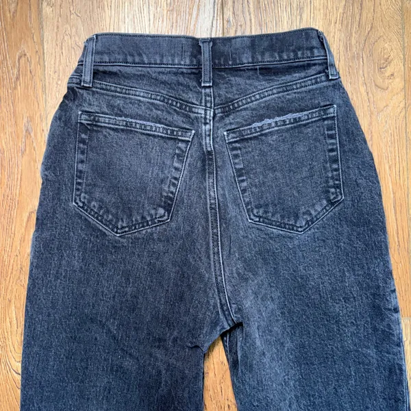 Abercrombie & Fitch Curve Love The Dad High Rise Jeans 25/0L Black Grunge Faded - Image 10